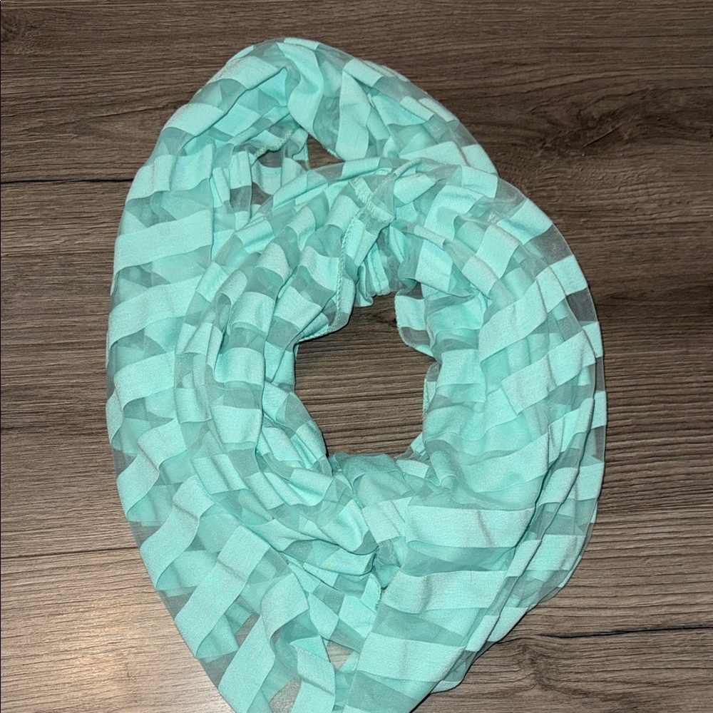 Mint Green Striped Infinity Scarf